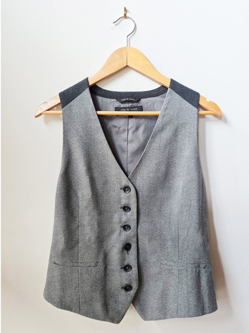 Rag & Bone Medium Gray Wool Lined Waistcoat Vest in a Size 10